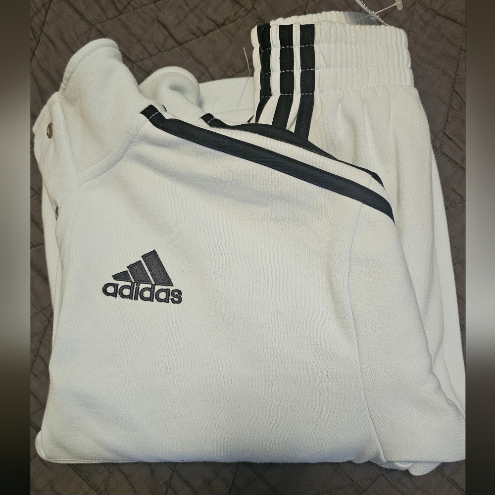 Adidas Light Blue Pullover with Black Stripes